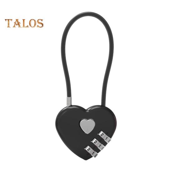 

Кодовый замок с 3-значным кодом в форме сердца, компактный дизайн, портативный многоцелевой, сбрасываемый, водонепроницаемый навесной замок для улицы чёрный
