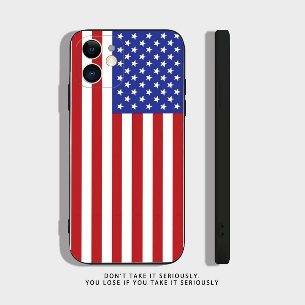 America USA Flag Cool Phone Case For iPhone 17 16,15,14,13,12,11,Pro,XS,Max,XR,Plus,Mini Soft Silicone Black Shockproof
