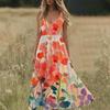 Boho Summer Dresses V Neck Floral Printed Sundresses, Beach Trendy Airy Dresses For Women
