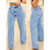Plus-size Loose-leg Jeans for Women's High-Waisted Wide-Leg Light Wash Jeans Casual Street Style Wide-Leg Denim Pants for Women