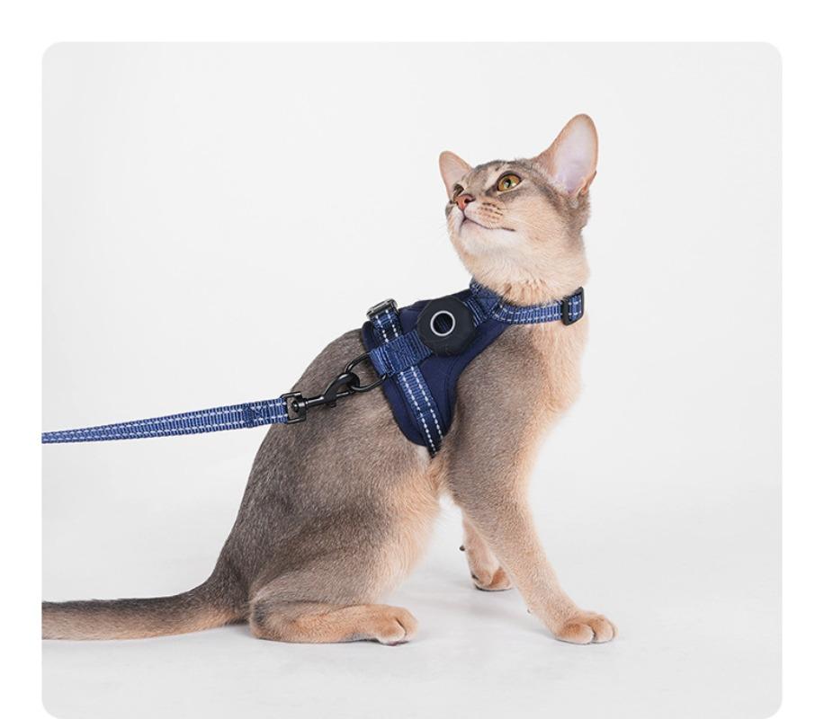 Light Soft Cat Harness Anti‑Escape Pet Chest Back Strap Support Locator Installation Anti‑Lost Adjustable Walking Harness for Kitten Cat