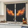 2pcs Dazzling Flamelike Wings Printed Curtain for Home Decor - Rod Pocket Window Treatment for Bedroom, Office, Kitchen