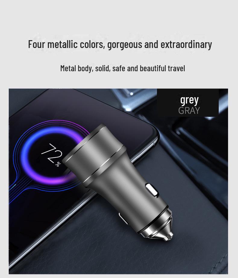 36W Dual USB Type-C Fast Car Charger with Metal QC3.0