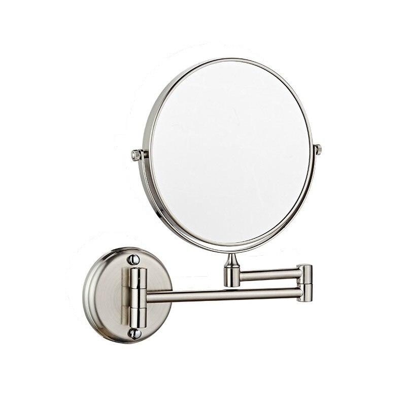 Wall mirror, 8-inch double-sided magnification, brushed nickel finish | bath mirrors