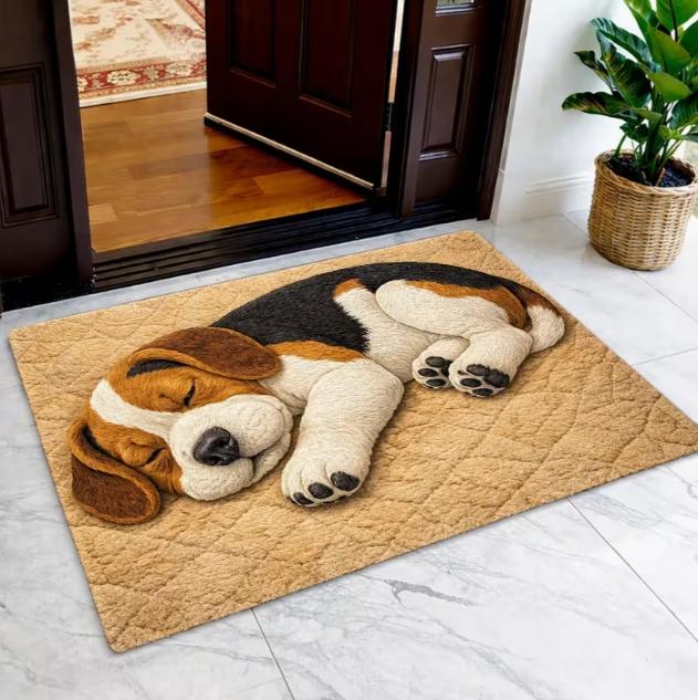 

Modern Single Person Carpet with Bassett Dog Peeking Out Decorating Bedrooms, Living Rooms Kitchens Holiday Themed Carpets 40cm x 60cm