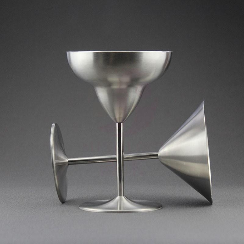 Edelstahl Martini Glas Kreatives Cocktailglas Dreieckiges Hoher Stiel Margarita Glas Metall Weinglas
