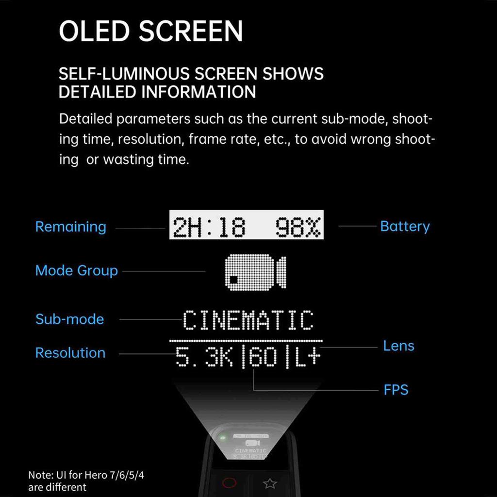 Action Camera Remote Control OLED Display 80M Control Distance Wireless Camera Remote Controller Replacement