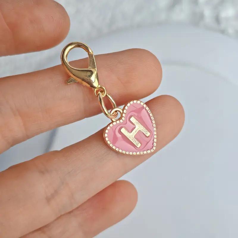Cute Alphabet 26 Letters Heart Keychain For Bags Earphone Charm Pendants Accessories Gifts With Lobster Buckle