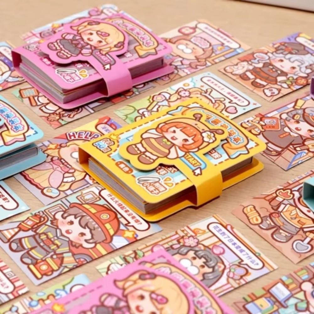 Pre-Cut Stickers Mini Dress-Up Sticker Book Cartoon Style Outfit Sticker Book  Scrapbook Decorating