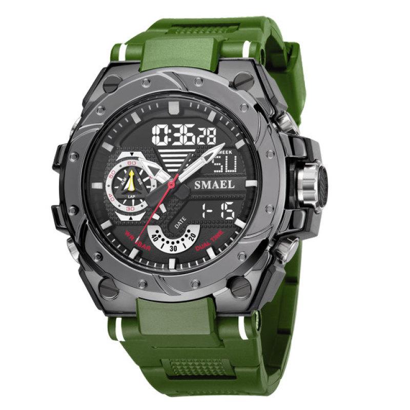 Quartz Watch For Men  Wristwatches Watcholorful Red Bracelet 50M Waterproof Alarm Clock Analog Digitals Sport Watches