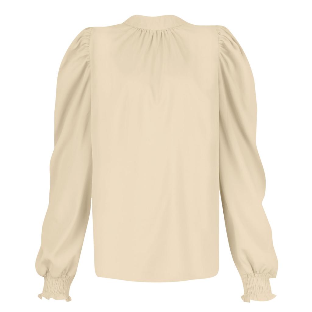 Women's And Winter Long Sleeve High Collar Bubble Long Sleeve Casual Loose Shirt Shirt