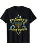 Chanukka Liebe Und Licht Grafik T-Shirt Herren Jüdisches Fest Religiös Baumwolle T-Shirt Lässiges Feiertagsgeschenk