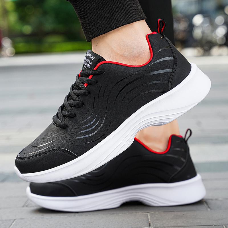 Fashion Running Shoes Men Big Size Casual Outdoor Flat Comfortable Walking Leather Tennis Shoes Lace-up Cheap Sneakers Man