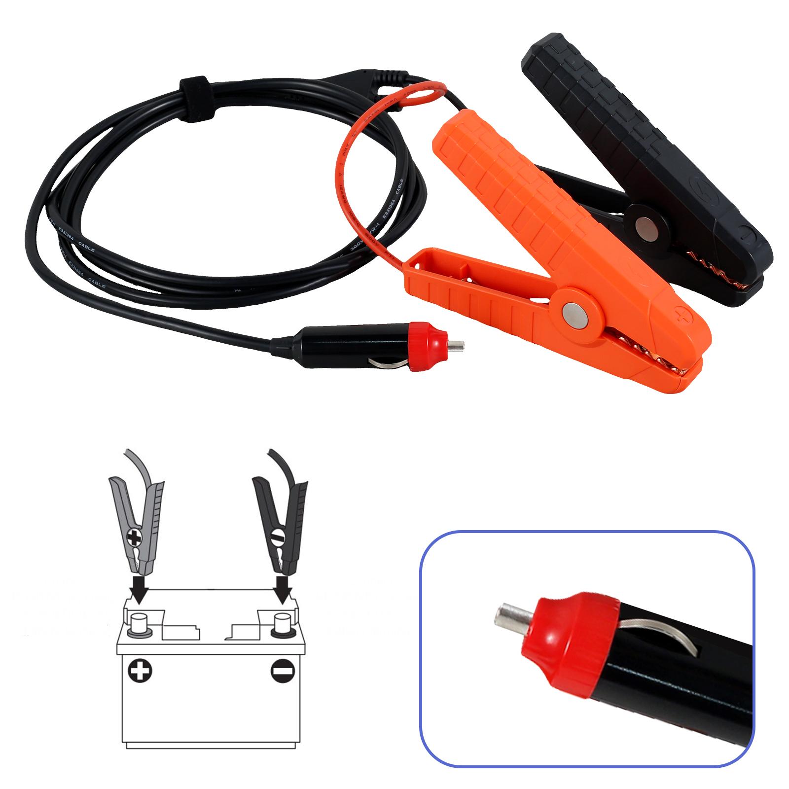 

12V 16AWG Затиск типу «алігатор» до подовжувача запальнички, безпечного адаптера запальнички із затискачами для автомобільного автофургону, мотоциклетного човна чорний
