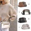 Vegans Leather Cross-body Bag With Striped Strap Anti-Theft Waterproof Elegant Handbag for Working Office