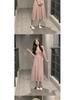 French Chic Pink A-Line Dress: Sexy, Sweet Slim Fit for Spring & Autumn