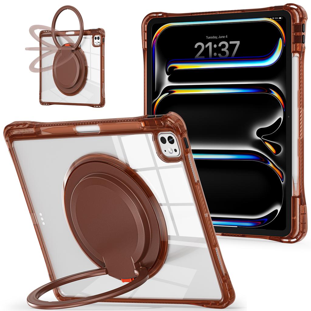 For iPad Pro 13 (2024) Case Rotary Kickstand PC+TPU+Acrylic Tablet Cover