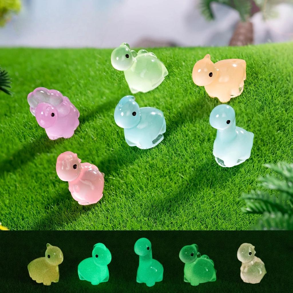 12/24/36Pcs Miniature Resin Luminous Dinosaurs Fairy Garden Decoration Glow At Night Mini Dinosaurs Home Micro Landscape Decor