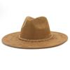 Suede 9.5cm Large Brim Fedora British Top Hat Autumn/Winter Women's Suede Tassel Hat Unisex Chapau Femme