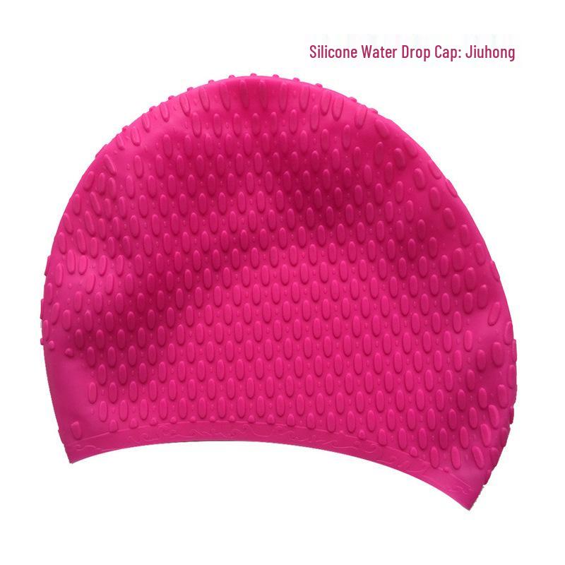 Water Drop Non-Slip Swim Cap for Women - Comfortable, Waterproof, and High Elasticity for Long Hair.