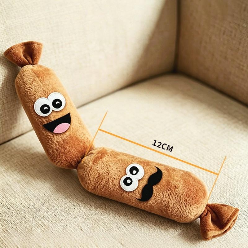 Interactive Dog Chew Toy Simulated Sausage Plush Press To Squeak BB Sound Durable For Puppy Training Teething A3