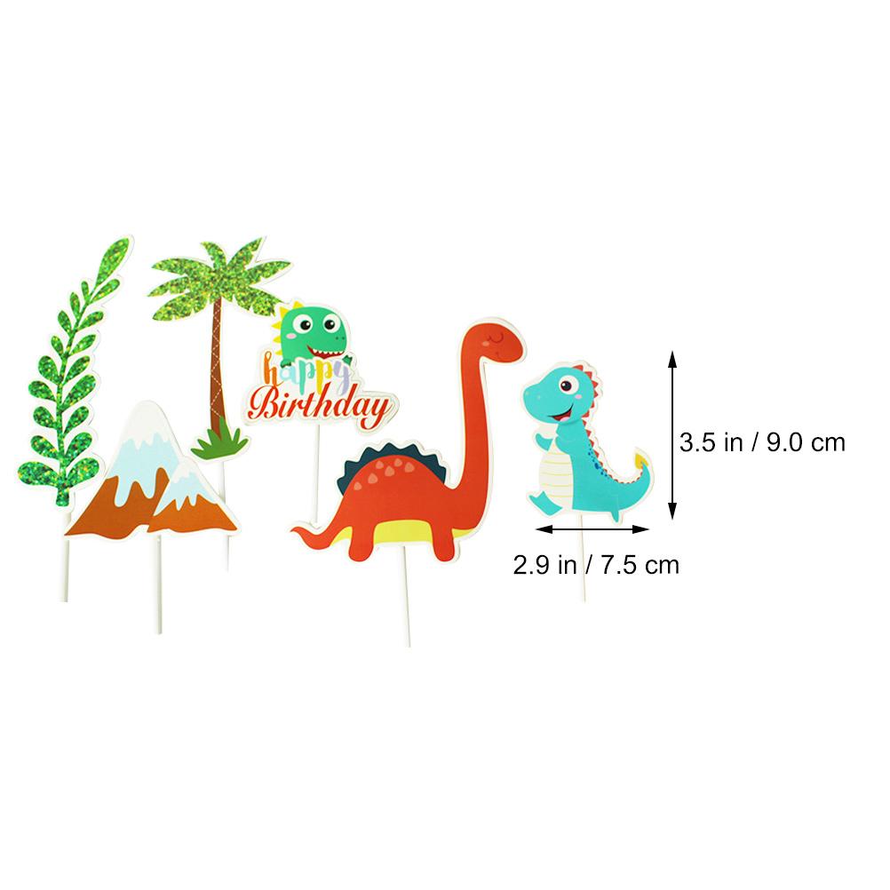 6 Sets Cake Insert Quantity Toppers Dinosaur Dessert Decoration Baking Birthday Party Supplies Paper