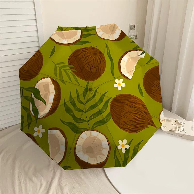 

1PC Coconut Palm Umbrella-8-Rib Reinforced, Automatic Open, Lightweight & Durable, Cute Fashion Accessory for Outdoor-T387
