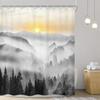 Sunrise Mountain Shower Curtain Foggy Forest Landscape Nature Art Bath Decor Waterproof Fabric Minimalist Design Home 180x200