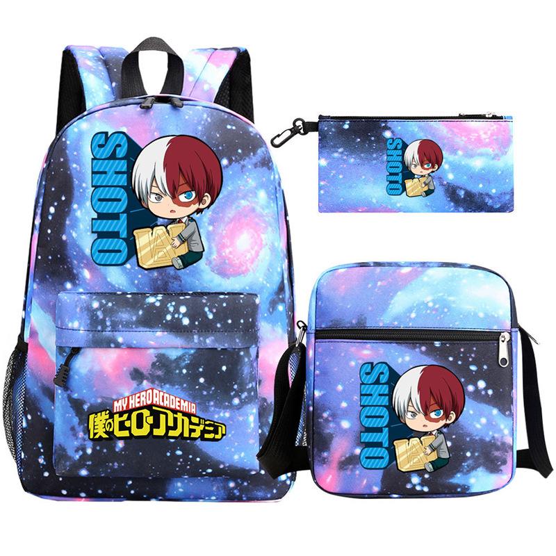 Young Students Schoolbag Animation Three-Piece Backpack Diagonal Hanging Bag Pencil Case