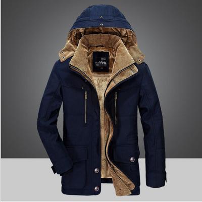 Men's Winter Hooded Jacket Thick Fleece Lined Parka Coat with Multiple Pockets