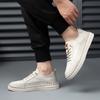 Men Cow Leather Casual Shoes 2025 Spring Autumn Comfortable Stitch Flat Skateboard Shoes Handmade Vulcanized Shoes