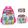 Super Zings Burden Reduction Lightweight School Bag + Meal Bag + Pencil Case Cartoon Printing Pattern - Three-Piece Straight Set