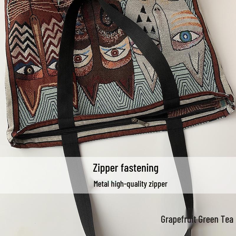 European & American Style Printed Canvas Bag: Large-Capacity Handbag, Cute Korean Shoulder Bag, Perfect for Moms & Students