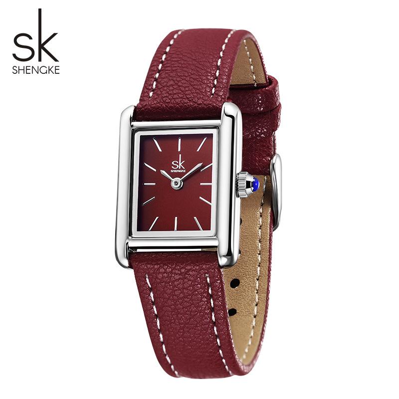 

SK Women s Quartz Watch with Leather Strap - Simple, Versatile Student Style, Niche Design 0214
