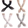 Sun Protection Opera Prom Mesh Transparent Gloves Long Sheer Finger Pantyhose Gloves Seamless Mitten