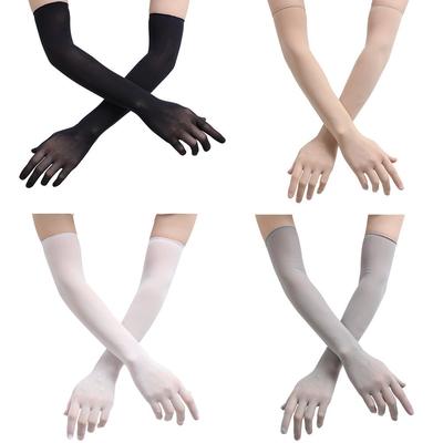 Sun Protection Opera Prom Mesh Transparent Gloves Long Sheer Finger Pantyhose Gloves Seamless Mitten