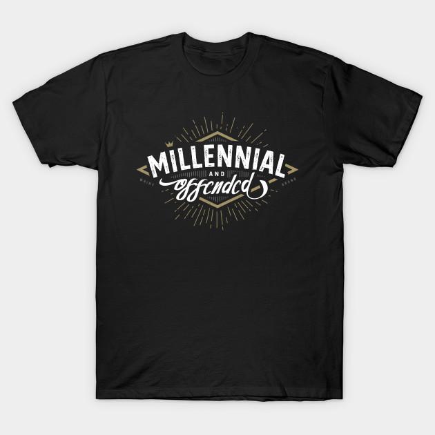 

Men Black Print T-shirt Millennial And Offended No-Cut Transfer Paper Print Cotton Tshirt 4XL чорний