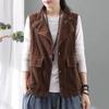 Cárdigan Chaleco para Mujer Cárdigan de Pana Doble Chaleco Chaqueta Camisola Simple Retro Solapa Chaqueta de Forro Polar