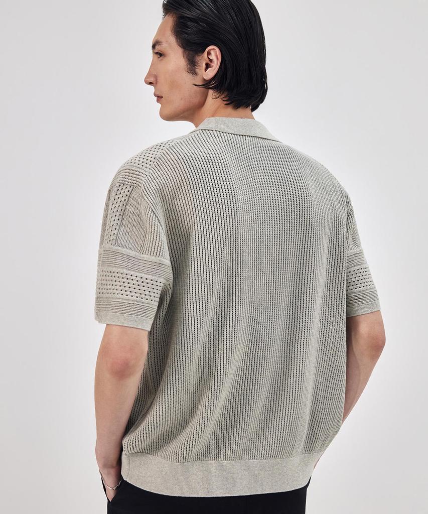 Theknitcompany Orea Scallop Polo Cardigan - Cannoli Cream