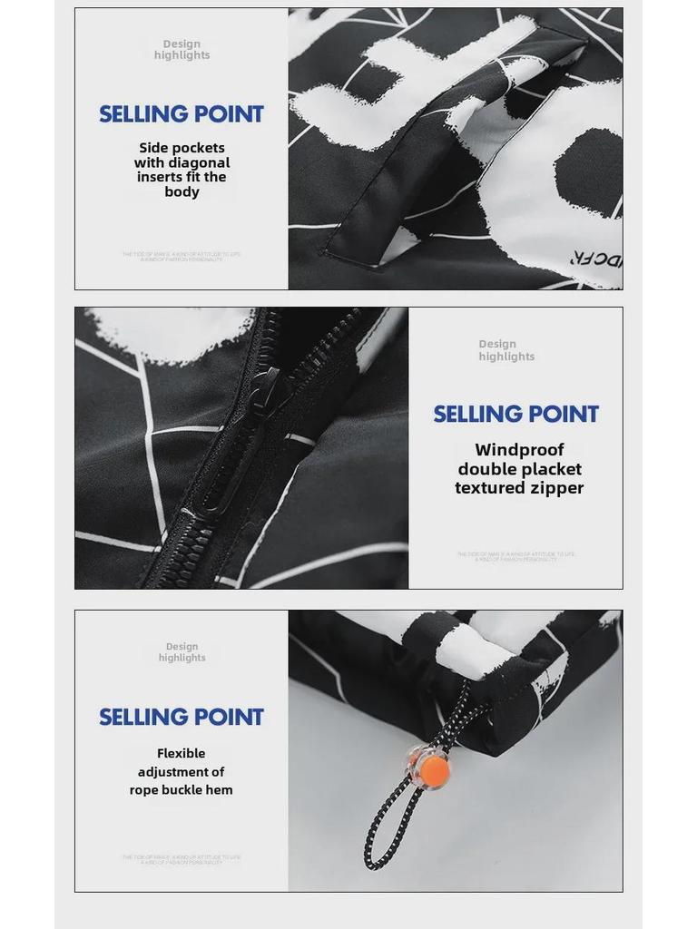 Amerikanischer Stil Herren Baumwollmantel mit Kapuze - Neuer Wintertrend, Buchstabenprint, Lockere Passform, Stilvoll für Teenager und Studenten