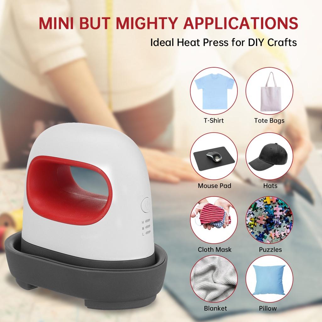 150W Portable DIY Easy Heat Press Machine Mini T-Shirt Printing Heating Transfer Press Iron Machines for Clothes Bags Hats