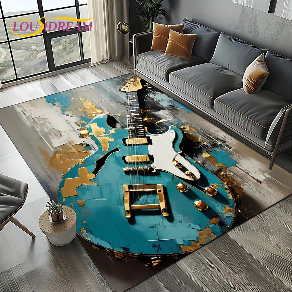 27 Style New Skull Electric Guitar Classical Guitar Carpet Rug for Living Room Bedroom Home Sofa,kid Area Rug Non-slip Floor Mat