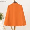 ZANZEA Women Turn Down Collar Casual Long Sleeve Plain Blouse