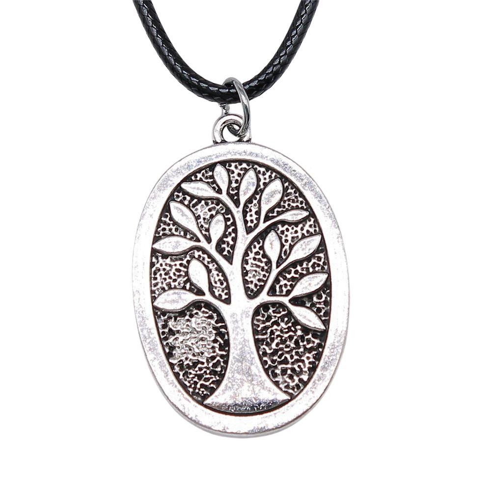 Antieke Levensboom Hanger Ketting Natuur Boho Statement Sieraden 45cm Leren Ketting