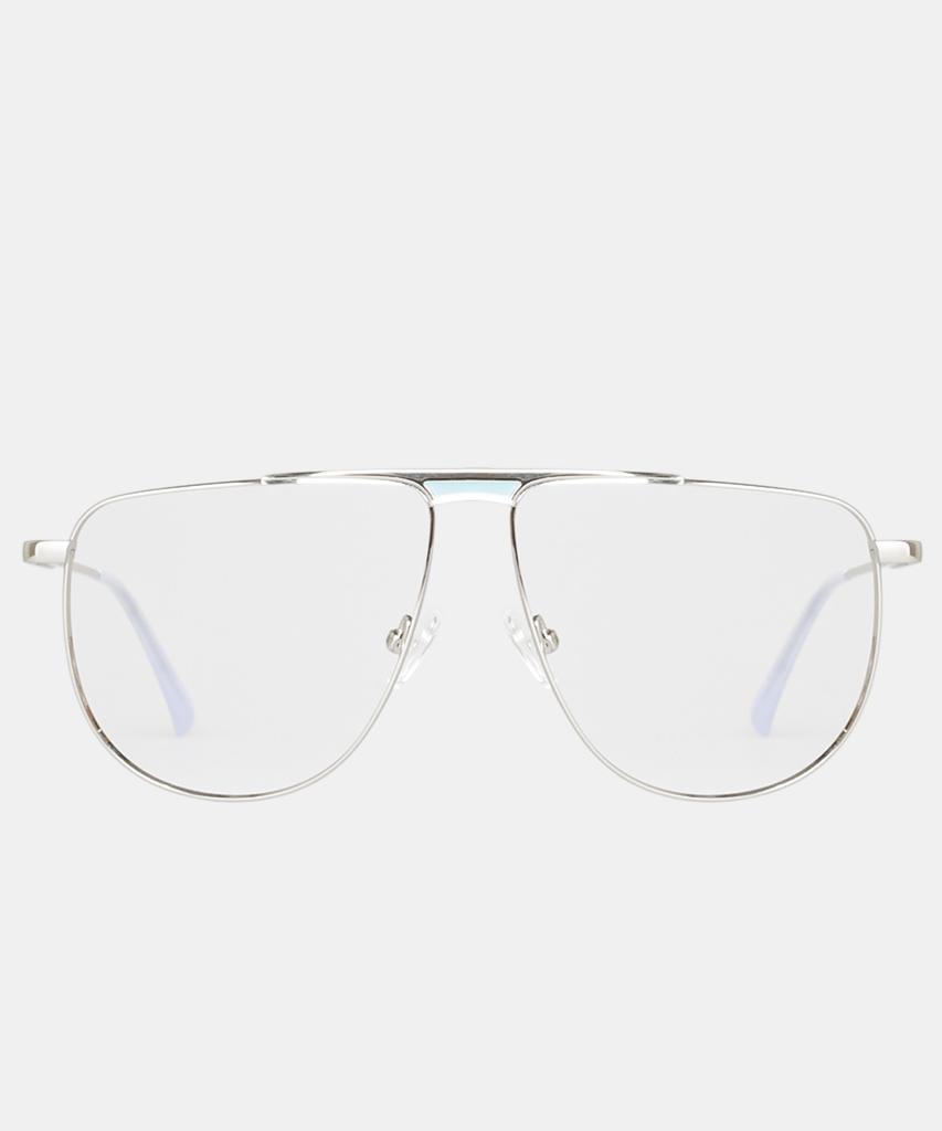 Ilsamsaemem Retro Over Square Round Aviator Light Silver Blue Light Blocking Glasses M000950