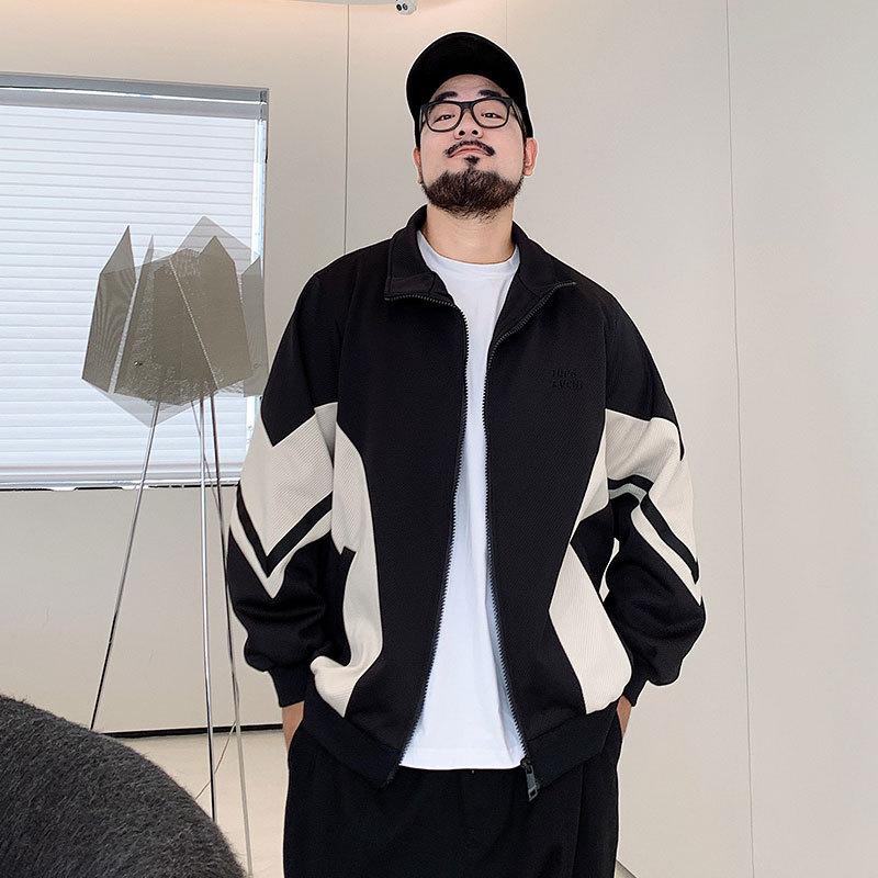 Clashing color plus size men's soft high quality fabric windproof warm jacket fashionable versatile casual sports lightweight jacket