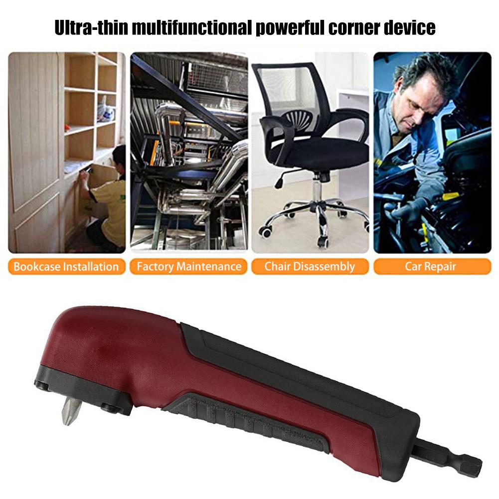 90 Degree Right Angle Extension Driver Drilling Shank Screwdriver 1/4 Inch Hex Wrench Drill Bit Magnetic Socket Holder PowerTool