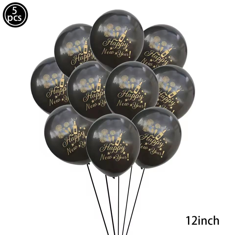 Golden Black 2026 Happy New Year Balloons, New Year Eve Party Decoration Supplies, Suitable for Festive Gatherings