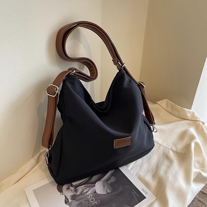 Chic Canvas Tote Bag For Girls Adjustable Strap Casual Style Perfect For Work & School Large-Capacity Commuter Single-Shoulder Cross-Body Backpack