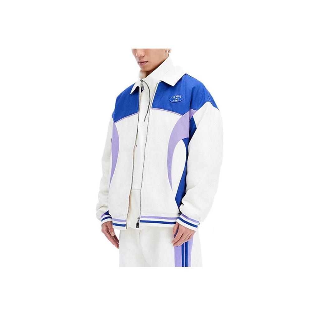 Li Ning Reignite Series Color Block Zipper Collar Long Sleeve Cotton Jacket Unisex Jacket Off-White Purple Blue AJMU045-2